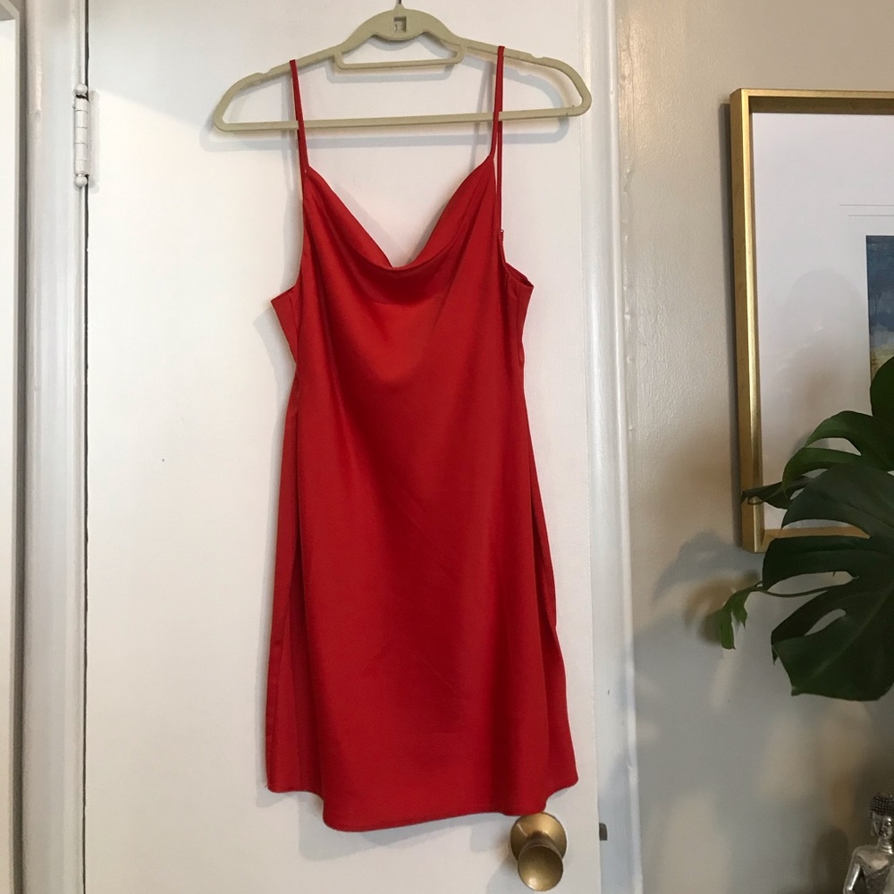 Red silk dress Urban Outfitters